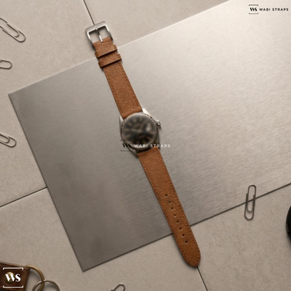 Brown Cross Hatch Leather Watch Strap on Rolex Oysterdate