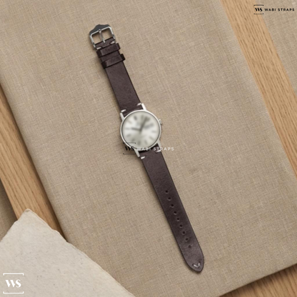 Brown Waxed Leather Watch Strap on Omega Geneve