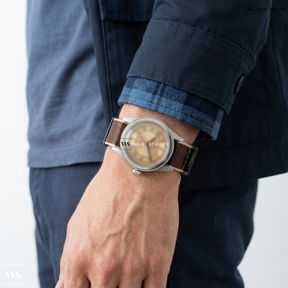 Brown Trim Edge Nylon Watch Strap on Baltic x Worn & Wound Collaboration