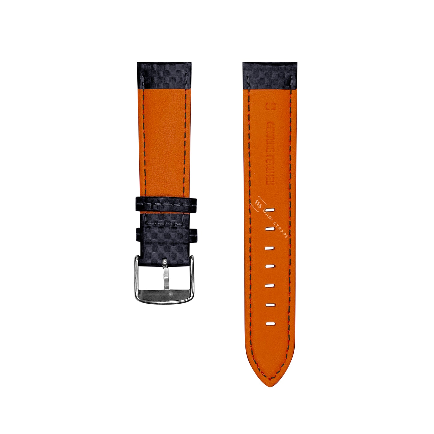 Black Carbon Fibre Leather Strap