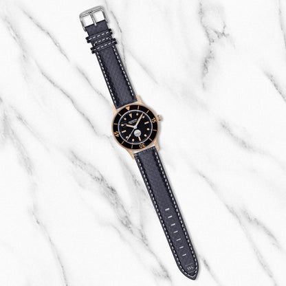 Black-White Carbon Fibre Leather Strap
