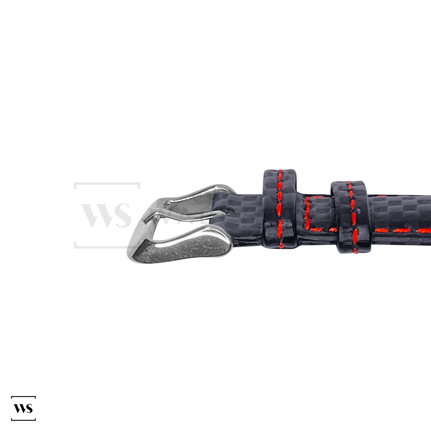 Black-Red Carbon Fibre Leather Strap