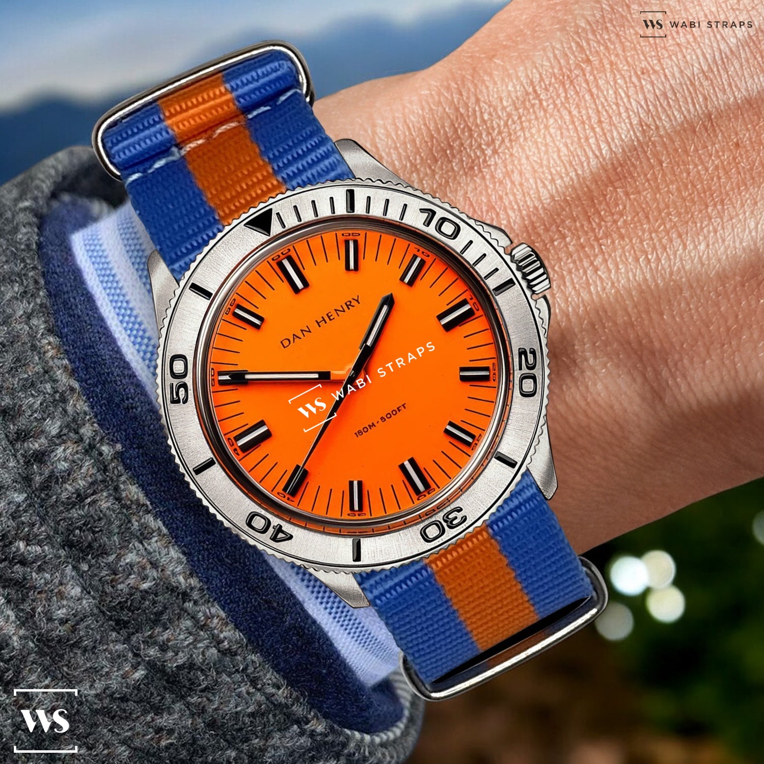 Wrist Style NylonNATO Watch Strap 20mm Light Blue Orange