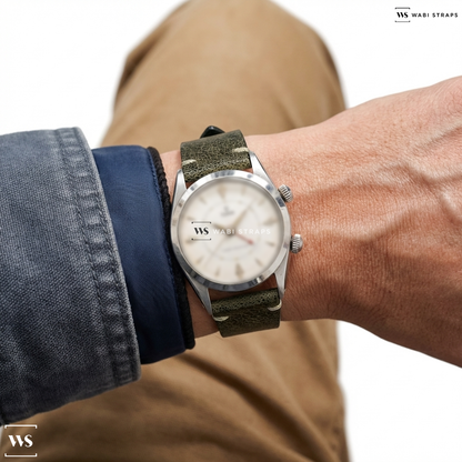 Brown Buffed Leather Watch Strap on Tudor Advisor