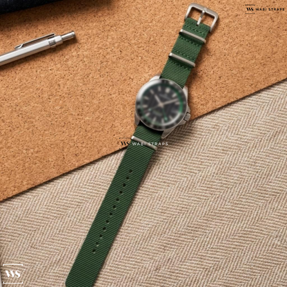Green Bright Solid Plain Nylon Watch Strap on Norqain Adventure Neverest GMT