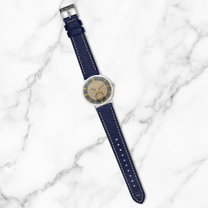 Indigo Epsom Pebbled Texture Leather Strap