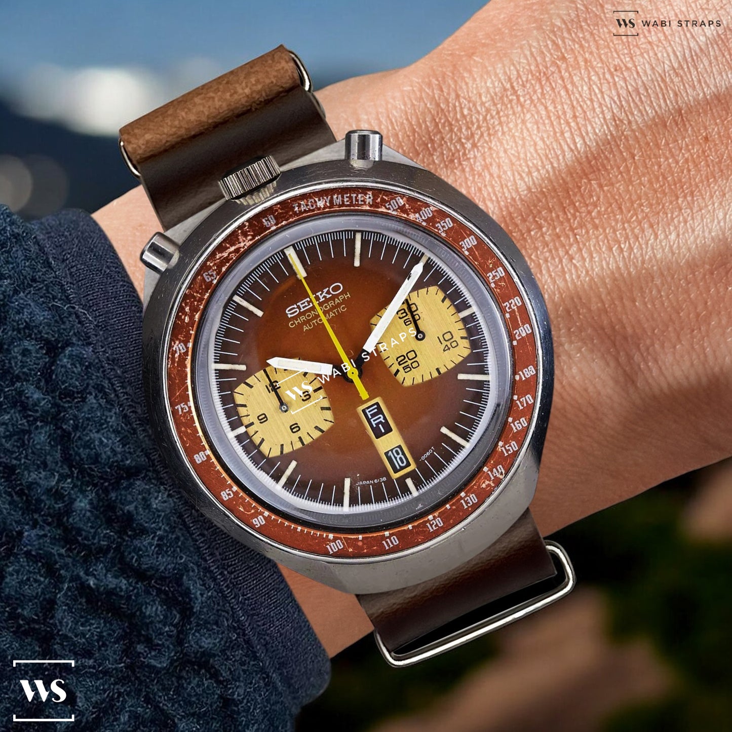 Brown Faux PU Leather One-Piece Watch Strap