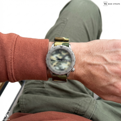 Beige/Brown/Green Tactical Camouflage Nylon Watch Strap on SINN U1 Camouflage 1010.16768