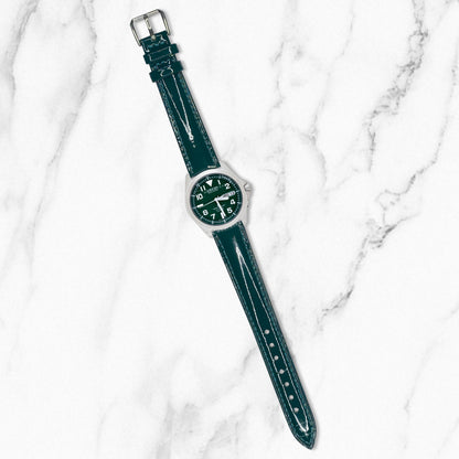Green Glossy Smooth Leather Strap