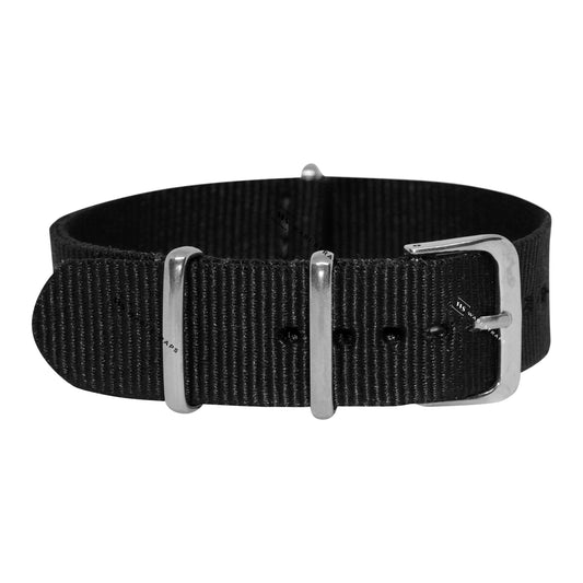 Black Plain Basic British Military Watch Strap