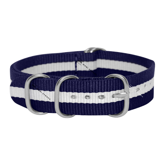 Blue & White Striped 5-Ring Hardware NavSpec British Military Strap