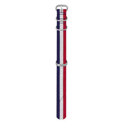 Red, White & Blue Striped 5-Ring Hardware NavSpec British Military Strap