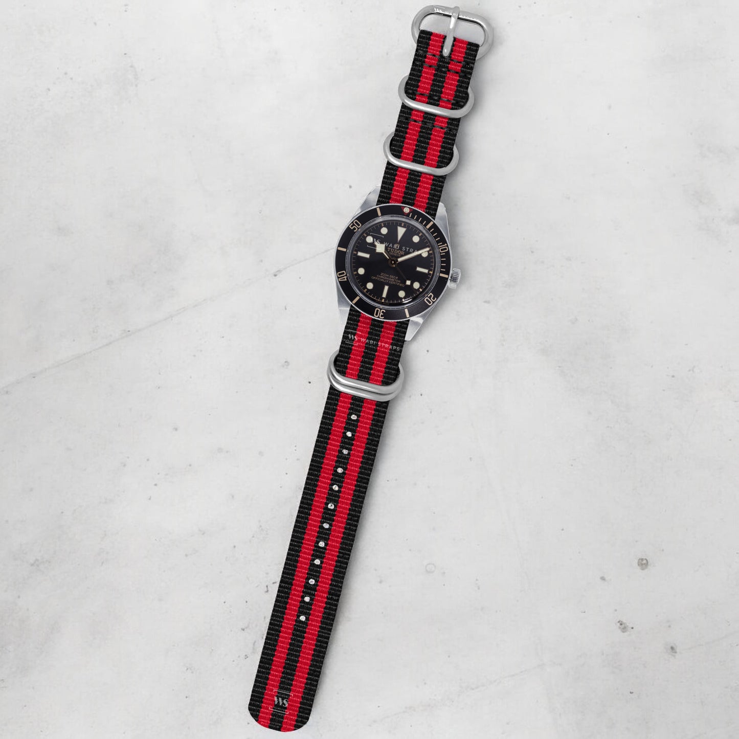 Black & Red Striped 5-Ring Hardware NavSpec British Military Strap