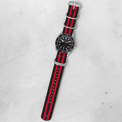 Black & Red Striped 5-Ring Hardware NavSpec British Military Strap