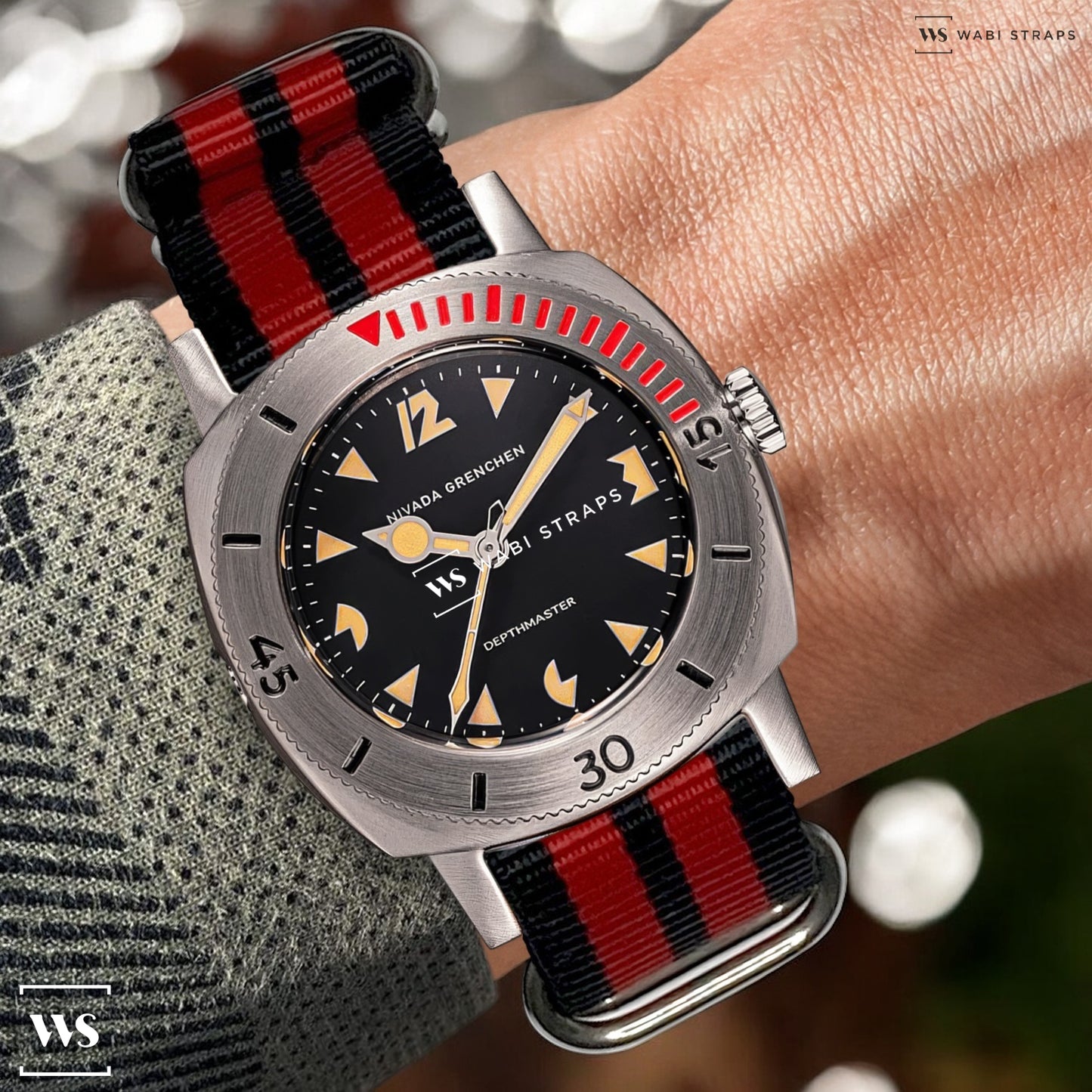 Black & Red Striped 5-Ring Hardware NavSpec British Military Strap
