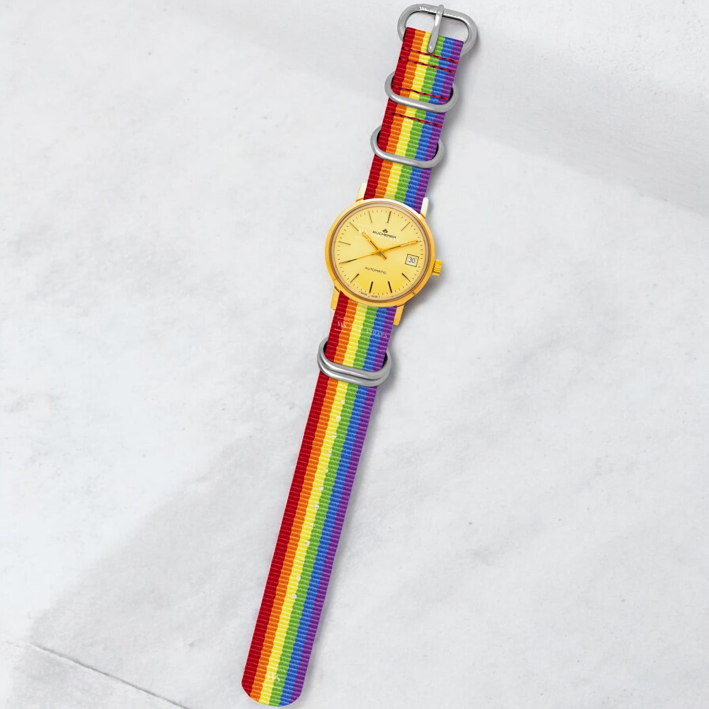 Rainbow Pride Striped 5-Ring Hardware NavSpec British Military Strap