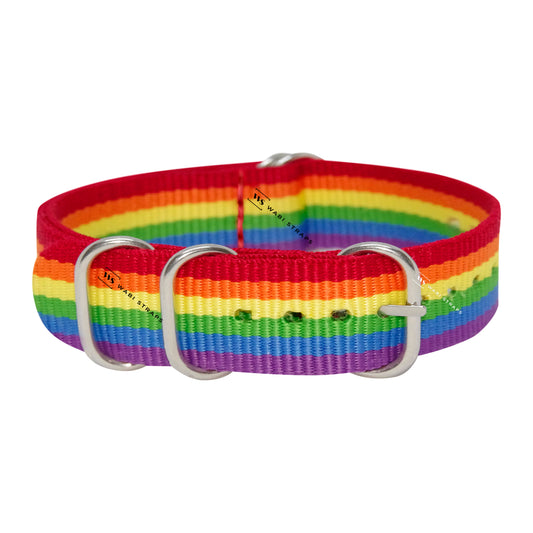 Rainbow Pride Striped 5-Ring Hardware NavSpec British Military Strap