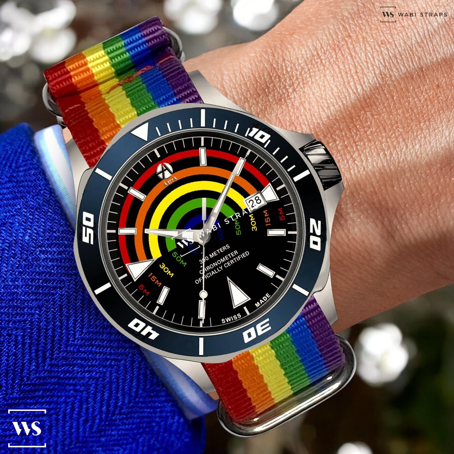 Rainbow Pride Striped 5-Ring Hardware NavSpec British Military Strap