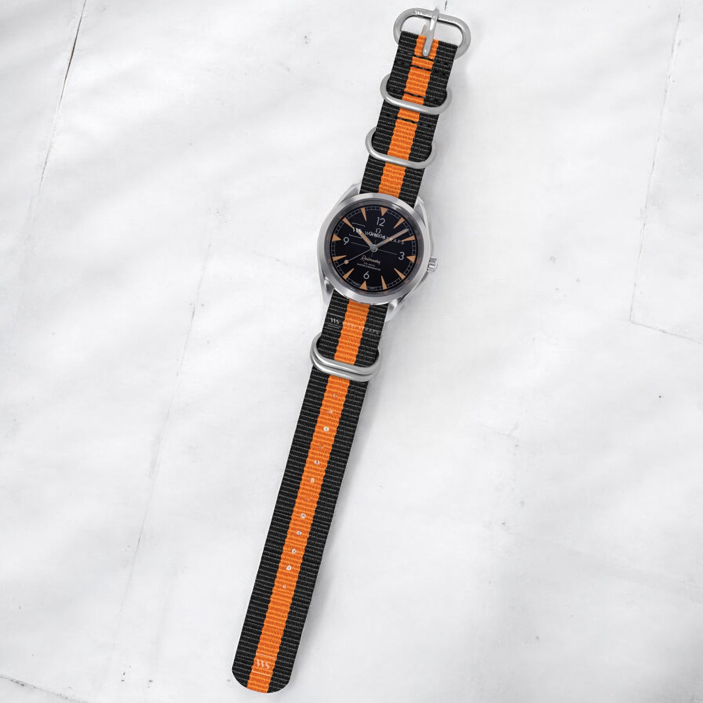 Black & Orange Striped 5-Ring Hardware NavSpec British Military Strap