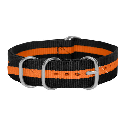Black & Orange Striped 5-Ring Hardware NavSpec British Military Strap