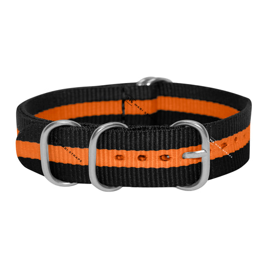 Black & Orange Striped 5-Ring Hardware NavSpec British Military Strap