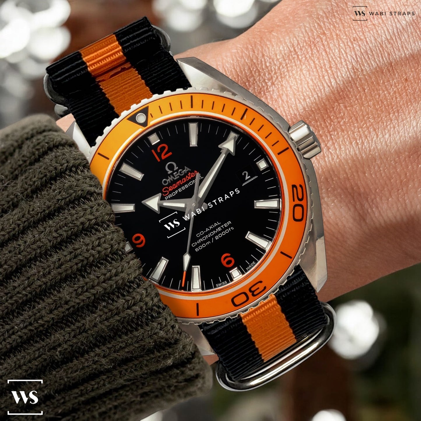 Black & Orange Striped 5-Ring Hardware NavSpec British Military Strap