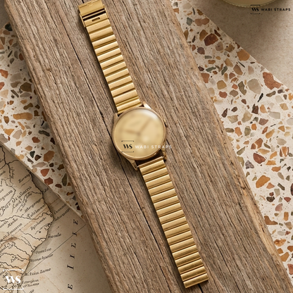 Gold Single Link Metal Watch Bracelet on IWC Dress Watch