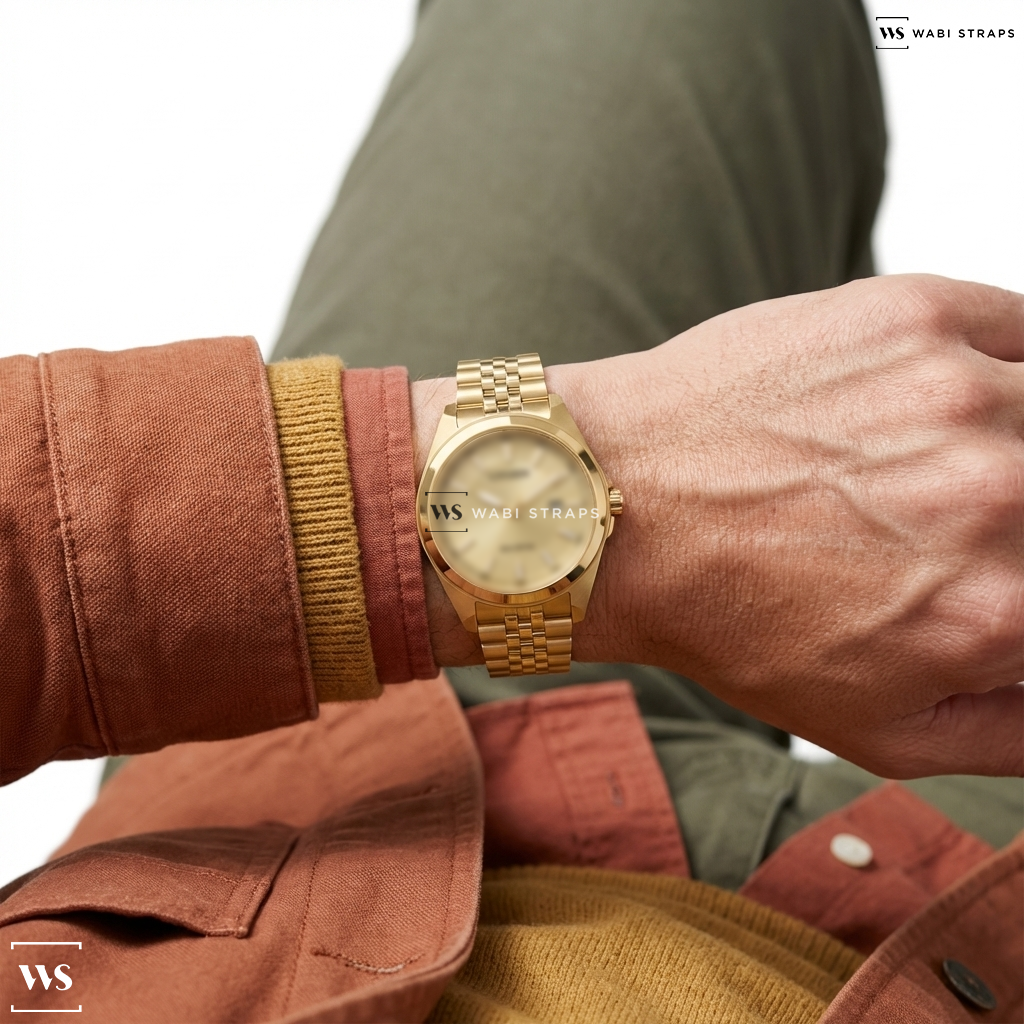 Gold Jubilee Metal Watch Bracelet on Citizen Peyten