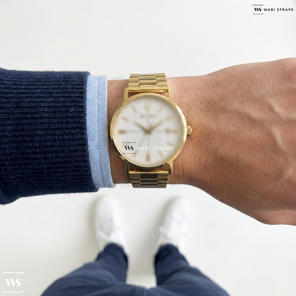 Gold President Metal Watch Bracelet on Bulova Men's Classic Watch