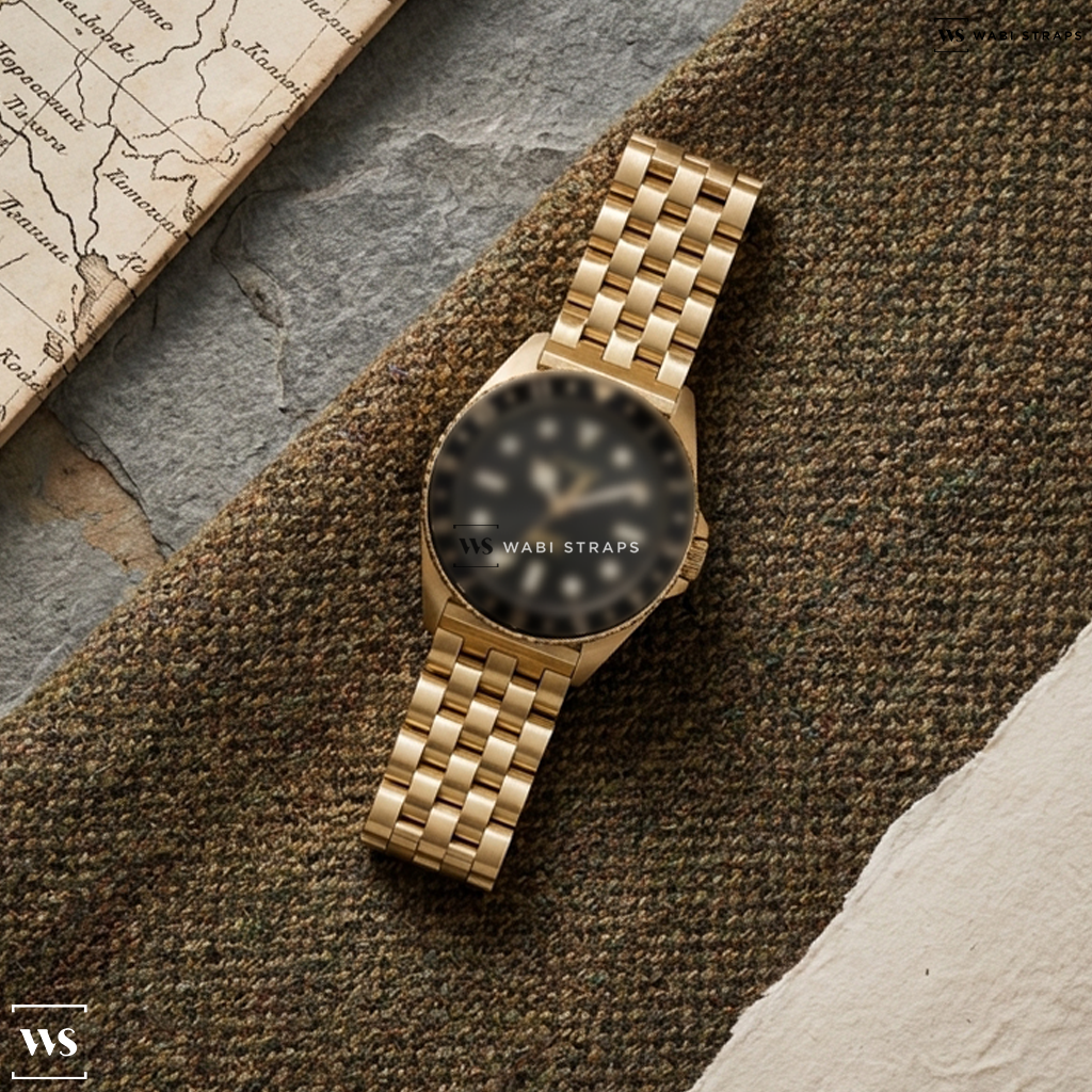 Gold Brick Metal Watch Bracelet on Timex Timex UFC Debut 42mm Stainless Steel Bracelet Watch