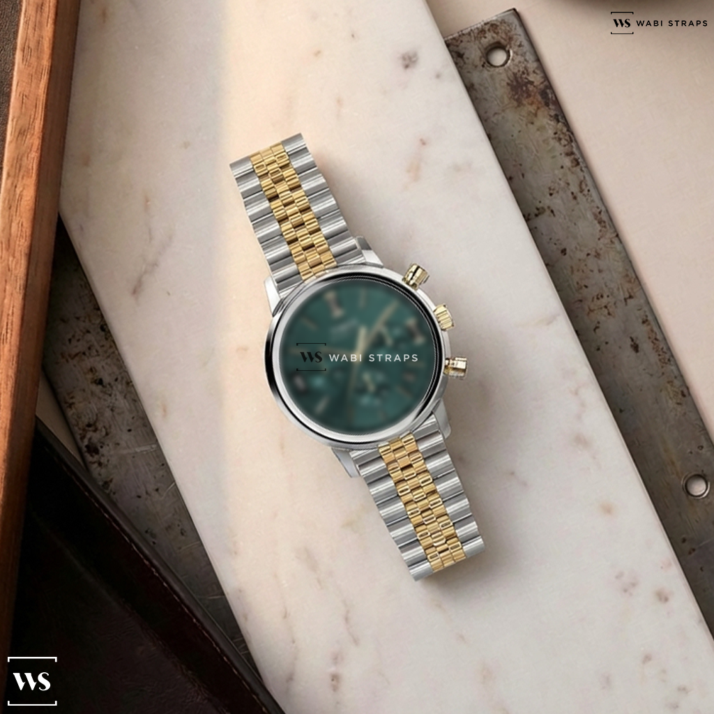 Gold/Silver Jubilee Metal Watch Bracelet on Timex Marlin® Chronograph Tachymeter 40mm Stainless Steel Bracelet Watch