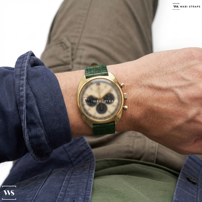 Green Alligator Grain Leather Watch Strap on Movado Datron HS360