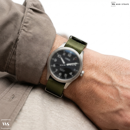Green Basic Nylon Watch Strap on Oris Big Crown ProPilot Big Date