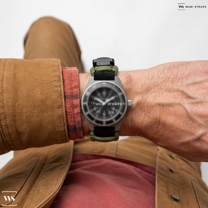 Green Woven Nylon Watch Strap on Marathon General Purpose Mechanical
