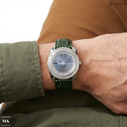 Green Shark Grain Leather Watch Strap on De Bethune DB22 Power Reserve S5 Titanium