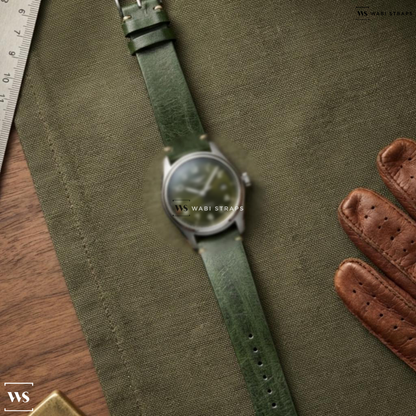 Green Wood Leather Watch Strap on Longines Master Collection Automatic Green Dial Stainless Steel Men's Watch