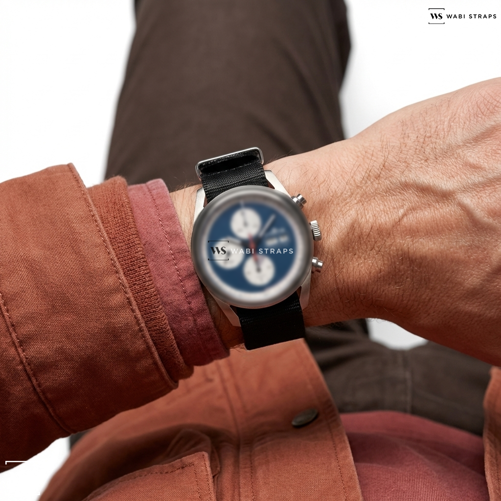 Grey Basic Nylon Watch Strap on AVI-8 x Worn & Wound Collaboration