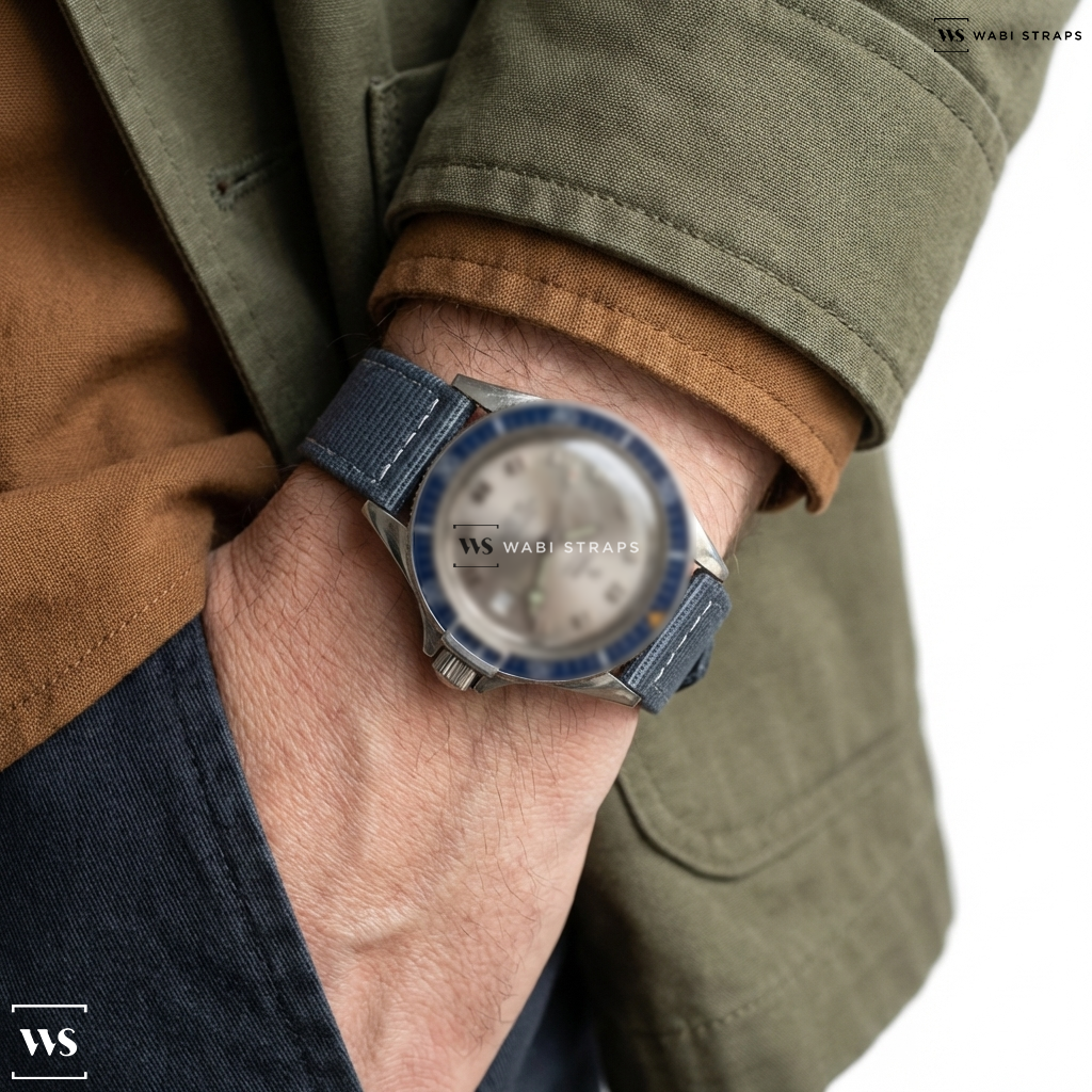 Grey Solid Plain Nylon Watch Strap on yema superman vintage cadran gris lunette bakelite bleue de 1965