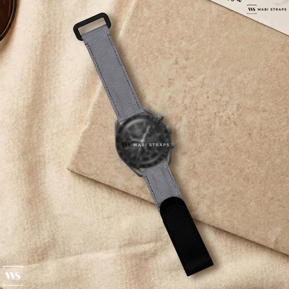 Black/Grey Hybrid Leather Watch Strap on MOONSWATCH MISSION TO MERCURY