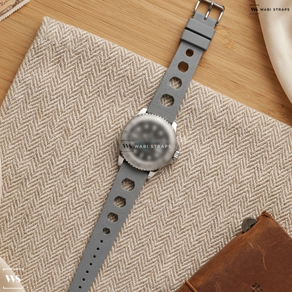 Grey Perforated Silicone Watch Strap on Rolex Yacht Master SS Gray Dial / Platinum Bezel