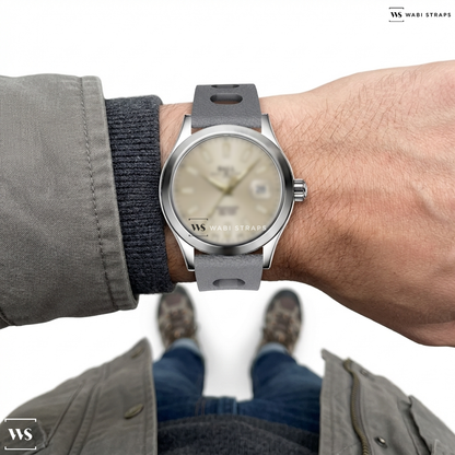 Grey Perforated Silicone Watch Strap on BALL ENGINEER III NM9026C-S39CJ-CH MARVELIGHT CHRONOMETER MEN WATCH