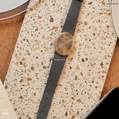 Grey Lizard Grain Leather Watch Strap on Piaget Ribbon Case