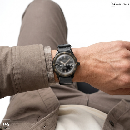 Grey Solid Plain Nylon Watch Strap on Certina DS Automatic Dive Watch