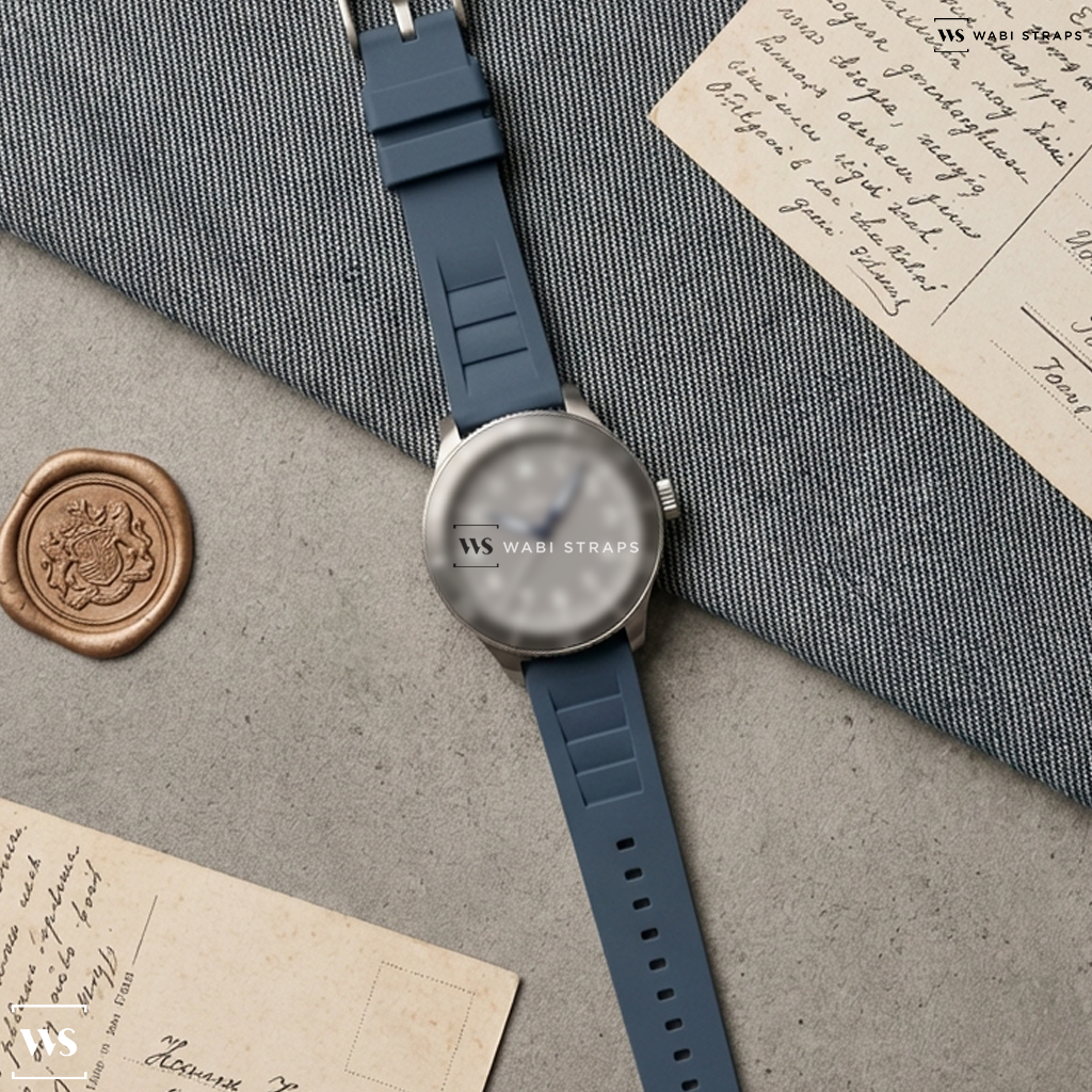 Grey Vented Silicone Watch Strap on Laco Augsburg Grey 39