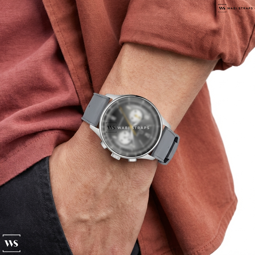 Grey Perforated Rubber Watch Strap on SOLVIL ET TITUS MODERNIST W06-03276-012 CHRONOGRAPH QUARTZ MEN WATCH
