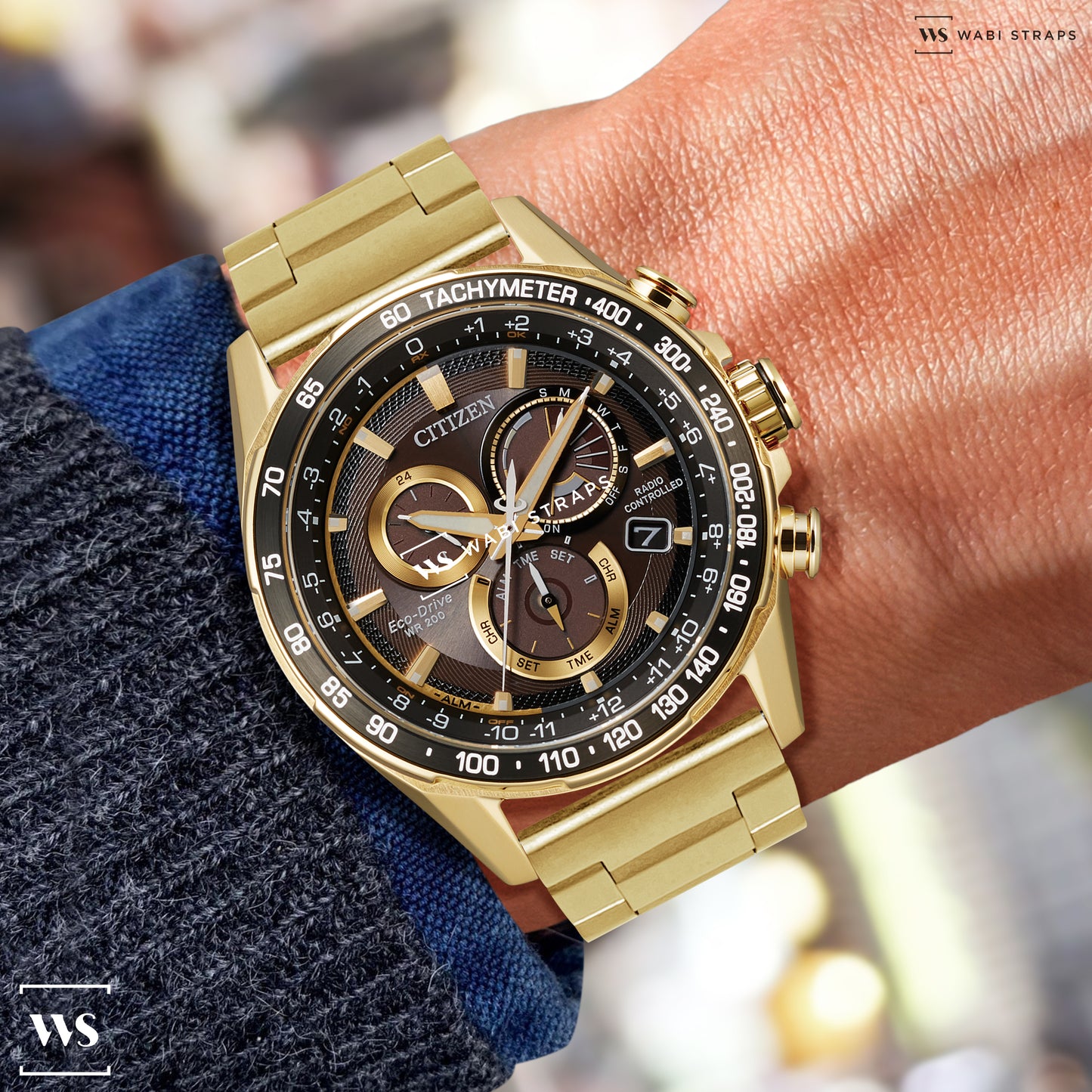 Gold Hexad Thick Oyster Metal Brick Bracelet