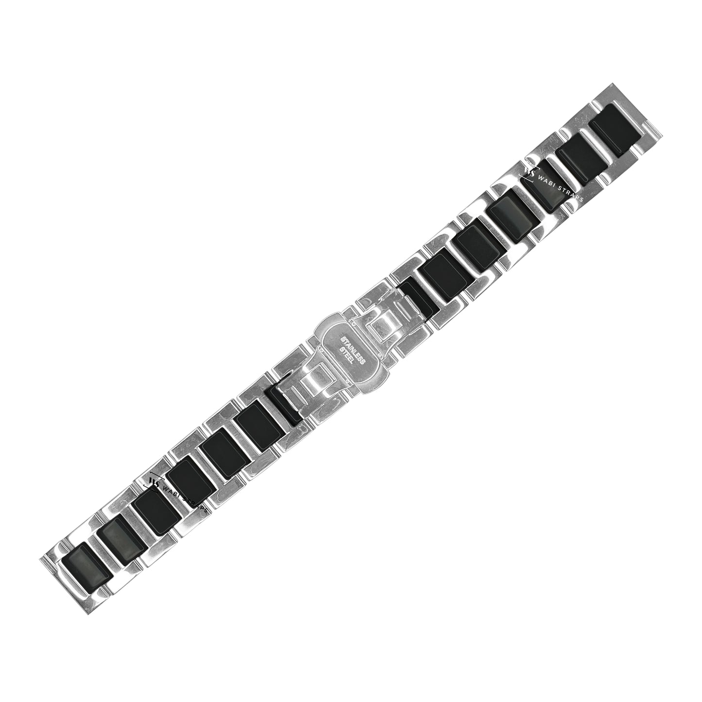 Silver & Black H-link Flat Butterfly Metal Bracelet