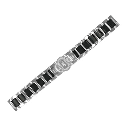 Silver & Black H-link Flat Butterfly Metal Bracelet