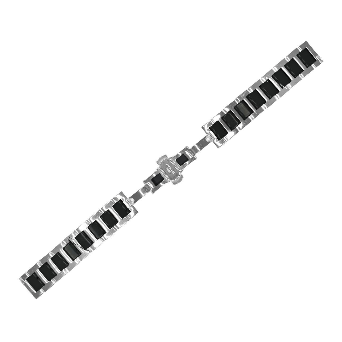 Silver & Black H-link Flat Butterfly Metal Bracelet