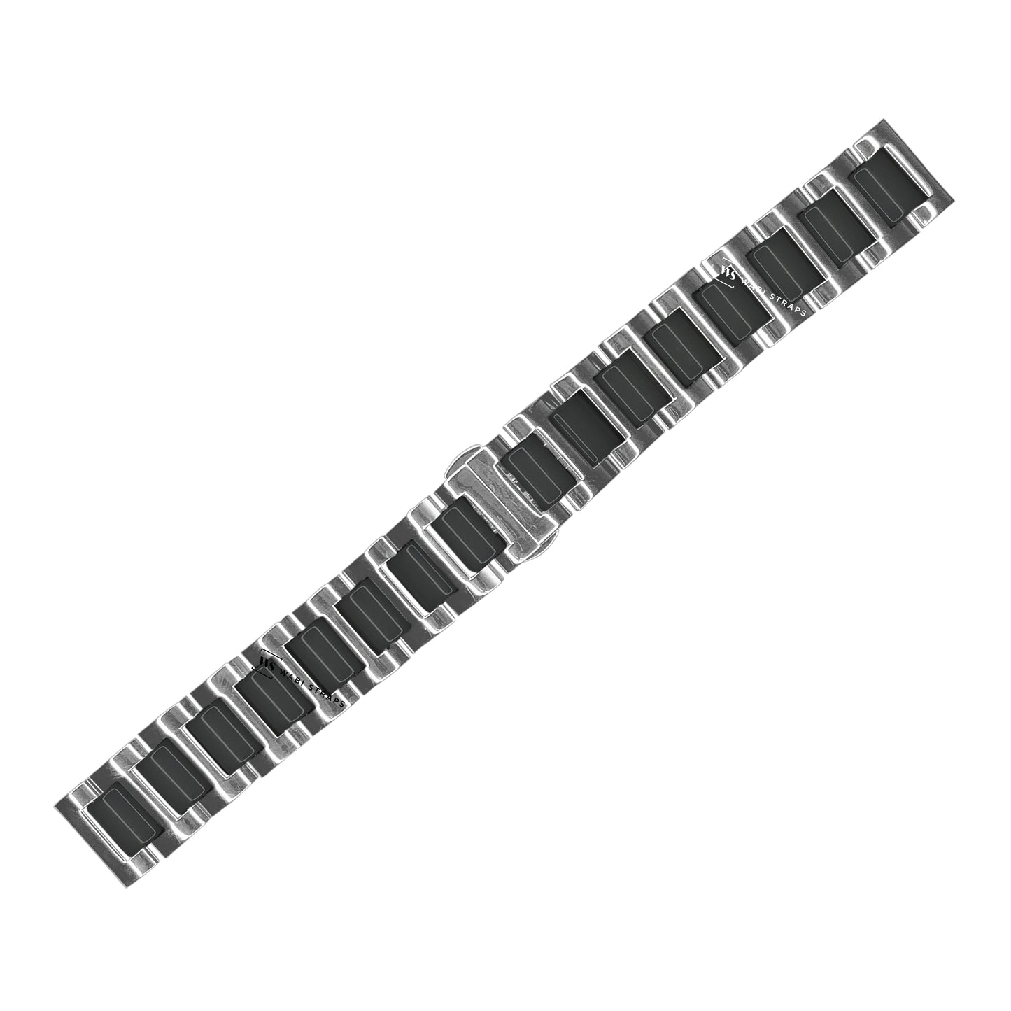 Silver & Black H-link Flat Butterfly Metal Bracelet